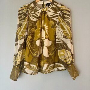 Rachel Zoe Long Sleeve 70s Printed Blouse Small